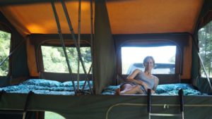 kimberley tours camper trailer inside queen bed with guest