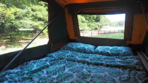 kimberley tours camper trailer inside bedding