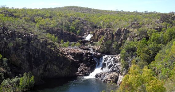 Edith Falls viewed from lookout along walking track