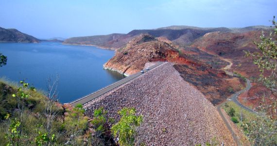 Our Kimberley Tours include the Lake Argyle sunset Cruise. This is the view of Lake Argyle from the dam wall