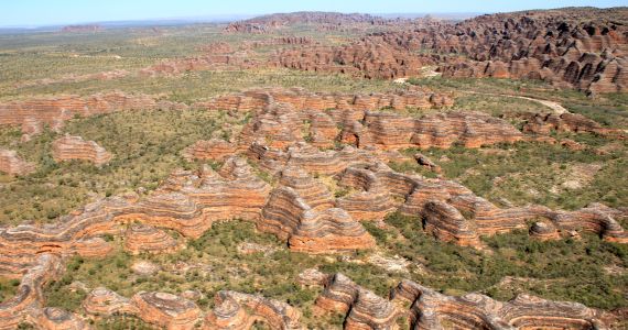 As seen on our Kimberley Tours- Aerial photo of the beehive domes at Purnululu national park, the Bungle Bungles
