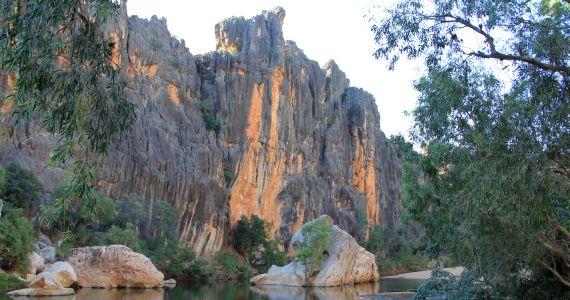 orange and black cliffs of Devonian Reef at Windjana Gorge Kimberley Tours photographer