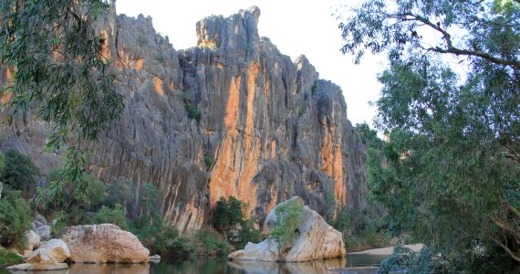 orange and black cliffs of Devonian Reef at Windjana Gorge Kimberley Tours photographer